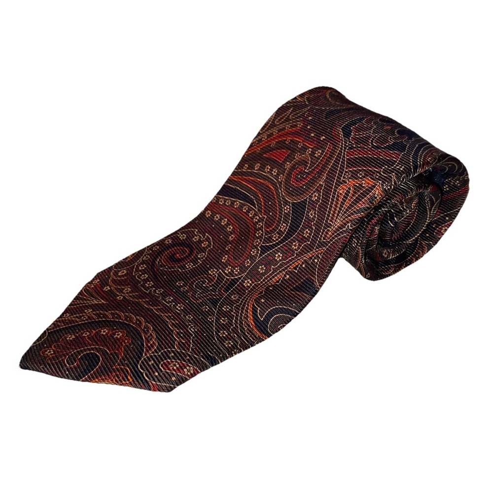 Jos. A. Bank Paisley Signature‎ Collection Men's Brown Necktie Italy 62"x3.5"